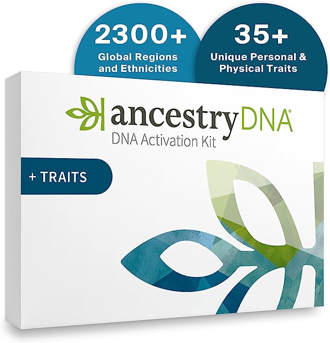 Get AncestryDNA + Traits Genetic Test Kit: Personalized Genetic Traits, DNA Ethnicity Test, Origins & Ethnicities, Complete DNA Test, Ancestry Reports test kit, regularly $119.00 USD, now for just $59.00 USD! 